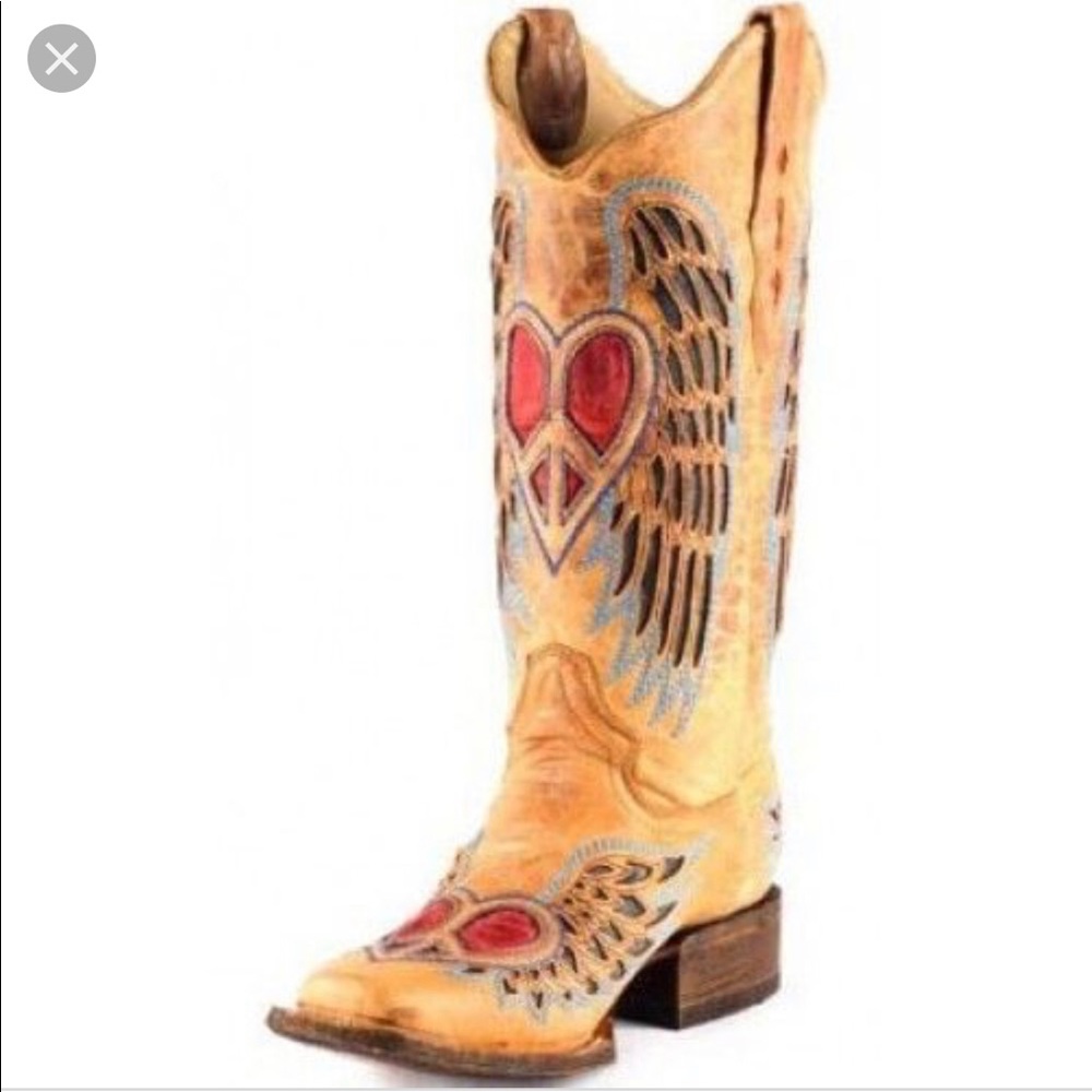 Corral Vintage Peace Heart Boots size 8